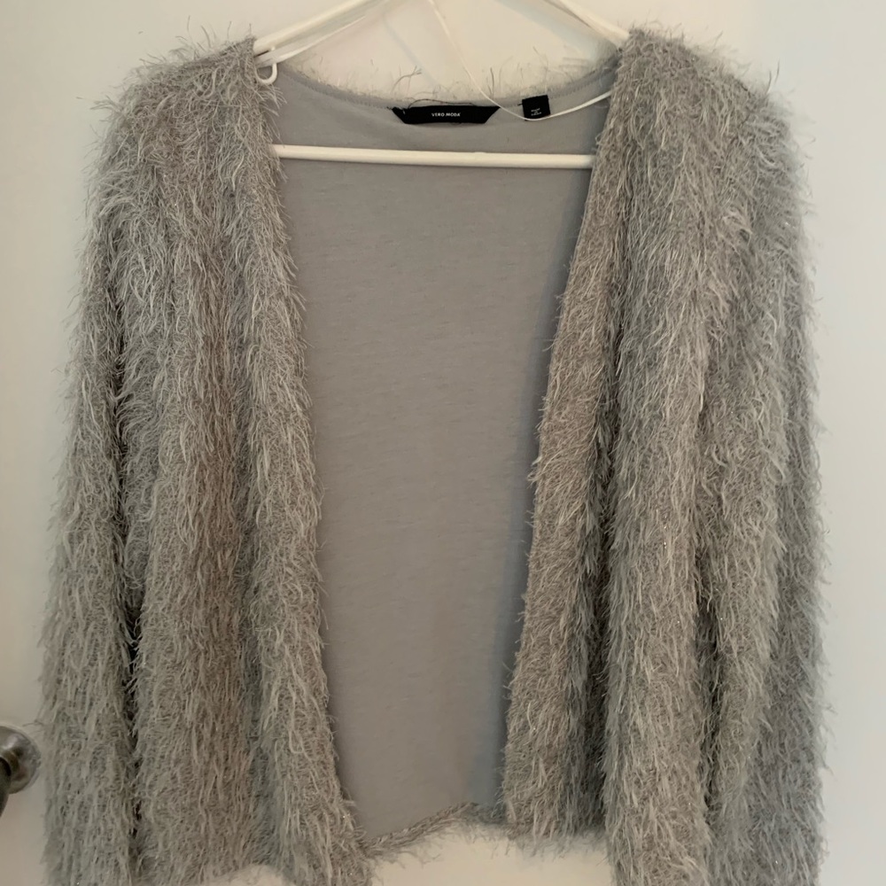 Vera Moda Silver Furry Cardigan